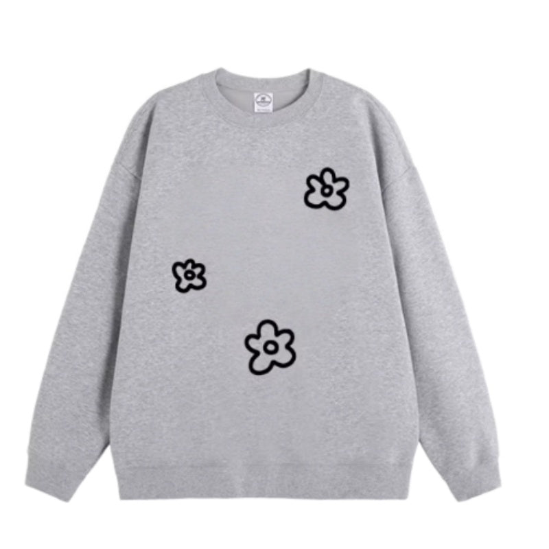 Minimalist Grey Sweatshirt with Floral Print
